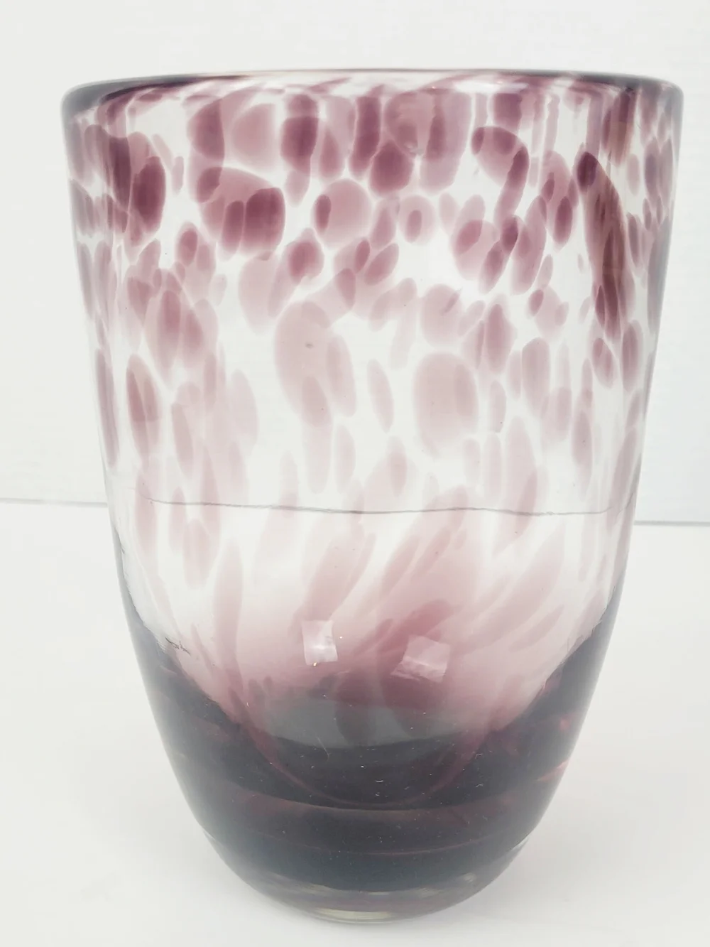 Tortoise Shell Pattern Hand Blown Art Glass Vase 7.5